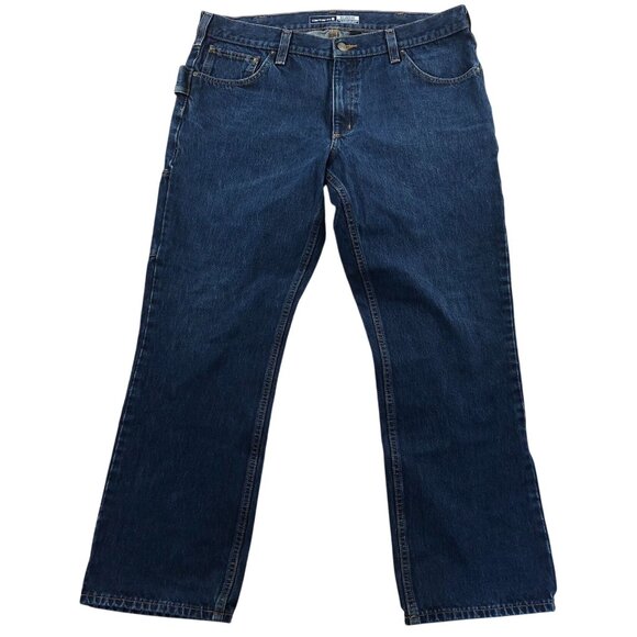 Carhartt Mens Work Jeans 36X30 Blue Denim Straight Cargo Relaxed Fit Classic - Picture 1 of 16